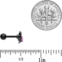 Load image into Gallery viewer, 16G 1/4 Pink Gem Black Heart Spider Cartilage Tragus
