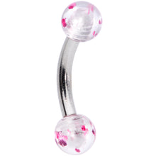 Load image into Gallery viewer, 16G 1/4 Pink Splatter Curved Eyebrow Ring
