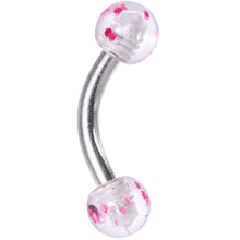 Load image into Gallery viewer, 16G 1/4 Pink Splatter Curved Eyebrow Ring
