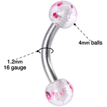Load image into Gallery viewer, 16G 1/4 Pink Splatter Curved Eyebrow Ring
