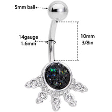 Load image into Gallery viewer, Black Faux Druzy Clear Gem Crest Belly Ring
