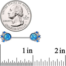 Load image into Gallery viewer, 14G 9/16 Blue Faux Druzy Serenade Barbell Nipple Ring Set
