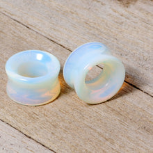 Load image into Gallery viewer, Translucent White Glass Tunnel Plug Set 2G to 1 Inch
