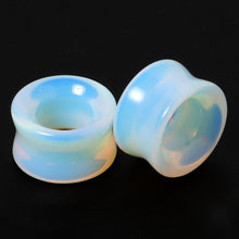 Load image into Gallery viewer, Translucent White Glass Tunnel Plug Set 2G to 1 Inch
