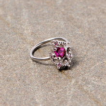 Load image into Gallery viewer, 20G 5/16 Clear Pink Gem Crescent Moon Star Nose Hoop
