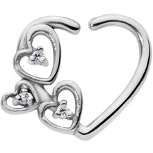 Load image into Gallery viewer, 16G 3/8 Clear CZ Gem Multiple Heart Right Ear Closure Ring
