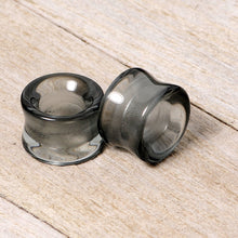 Load image into Gallery viewer, Translucent Black Glass Tunnel Plug Set 2G to 1 Inch
