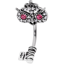 Load image into Gallery viewer, Clear Pink Gem Royal Owl Key Double Mount Belly Ring
