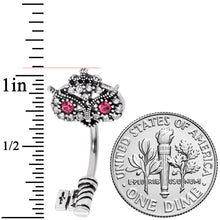 Load image into Gallery viewer, Clear Pink Gem Royal Owl Key Double Mount Belly Ring
