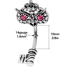 Load image into Gallery viewer, Clear Pink Gem Royal Owl Key Double Mount Belly Ring
