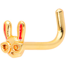 Load image into Gallery viewer, 18G 5/16 Pink Gold Tone Nerdy Easter Bunny L Shaped Nose Ring
