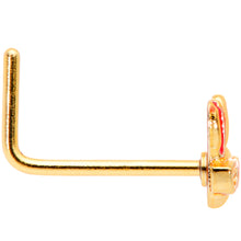 Load image into Gallery viewer, 22G 5/16 Pink Gold Tone Nerdy Easter Bunny L Shaped Nose Ring
