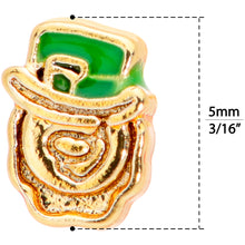Load image into Gallery viewer, 22G 5/16 Green Gold Tone Lucky Leprechaun L Shaped Nose Ring
