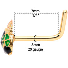 Load image into Gallery viewer, 20G 5/16 Gold Tone St Patricks Day Pot O Gold L Shaped Nose Ring

