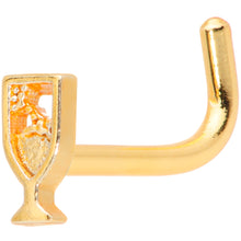 Load image into Gallery viewer, 18G 5/16 Gold Tone Glass of Champagne L Shaped Nose Ring
