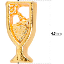 Load image into Gallery viewer, 22G 5/16 Gold Tone Glass of Champagne L Shaped Nose Ring
