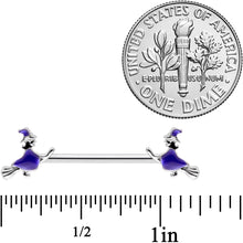 Load image into Gallery viewer, 14G 5/8  Blue Spooky Halloween Witch Barbell Nipple Ring Set
