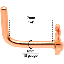 Load image into Gallery viewer, 18G 5/16 Pink Rose Gold Tone Nerdy Easter Bunny L Shaped Nose Ring
