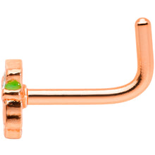 Load image into Gallery viewer, 18G 5/16 Green Rose Gold Tone Lucky Leprechaun L Shaped Nose Ring
