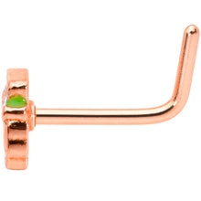 Load image into Gallery viewer, 20G 5/16 Green Rose Gold Tone Lucky Leprechaun L Shaped Nose Ring
