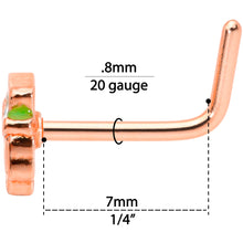 Load image into Gallery viewer, 20G 5/16 Green Rose Gold Tone Lucky Leprechaun L Shaped Nose Ring
