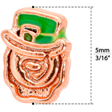 Load image into Gallery viewer, 22G 5/16 Green Rose Gold Tone Lucky Leprechaun L Shaped Nose Ring
