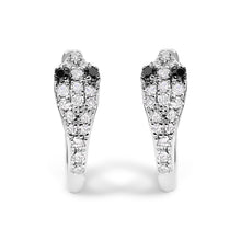 Load image into Gallery viewer, 10K White Gold 1/5 Cttw Diamond Snake Eyes Huggy Hoop Earrings
