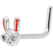 Load image into Gallery viewer, 20G 5/16 Pink Ears Nerdy Easter Bunny L Shaped Nose Ring
