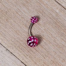 Load image into Gallery viewer, Purple White Polka Dot UV Reactive Acrylic Ball Belly Ring
