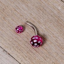 Load image into Gallery viewer, Purple White Polka Dot UV Reactive Acrylic Ball Belly Ring
