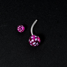 Load image into Gallery viewer, Purple White Polka Dot UV Reactive Acrylic Ball Belly Ring
