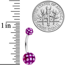 Load image into Gallery viewer, Purple White Polka Dot UV Reactive Acrylic Ball Belly Ring
