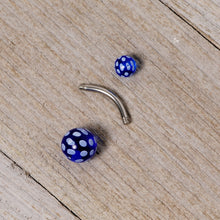 Load image into Gallery viewer, Blue White Polka Dot UV Reactive Acrylic Ball Belly Ring
