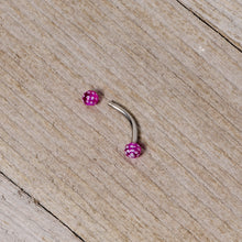 Load image into Gallery viewer, 16G 5/16 Purple Polka Dot UV Reactive Acrylic Ball Curved Barbell
