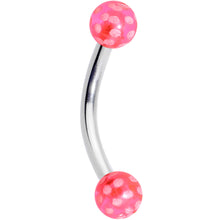 Load image into Gallery viewer, 16G 5/16 Pink Polka Dot UV Reactive Acrylic Ball Curved Barbell
