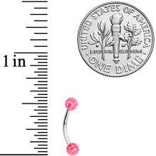 Load image into Gallery viewer, 16G 5/16 Pink Polka Dot UV Reactive Acrylic Ball Curved Barbell
