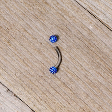 Load image into Gallery viewer, 16G 5/16 Blue Polka Dot UV Reactive Acrylic Ball Curved Barbell
