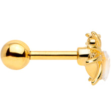 Load image into Gallery viewer, 16G 1/4 Clear Gem Gold Tone Heart Spider Cartilage Tragus
