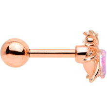 Load image into Gallery viewer, 16G 1/4 Aurora Gem Rose Gold Tone Heart Spider Cartilage Tragus
