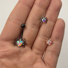 Load image into Gallery viewer, 16G 1/4 Aurora Gem Heart Spider Cartilage Tragus
