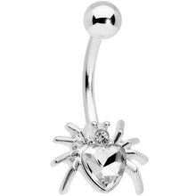 Load image into Gallery viewer, Clear Gem Halloween Heart Spider Belly Ring

