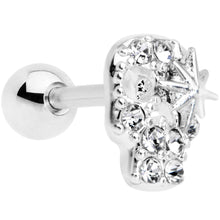 Load image into Gallery viewer, 16G 1/4 Clear Gem Star Skull Cartilage Tragus Earring
