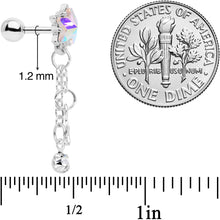 Load image into Gallery viewer, 16G 1/4 Aurora Clear Gem Star Dangle Cartilage
