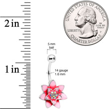 Load image into Gallery viewer, Aurora Gem Pink Red Rose Flower Belly Ring

