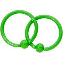 Load image into Gallery viewer, 16G 3/8 Green Glow in the Dark BCR Captive Ring Set
