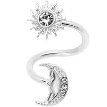 Load image into Gallery viewer, 14G 7/16 Clear Gem Moon Spiral Twister Belly Ring
