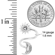 Load image into Gallery viewer, 14G 7/16 Clear Gem Moon Spiral Twister Belly Ring
