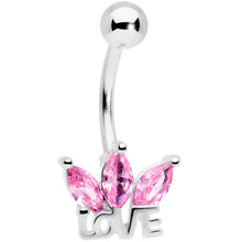 Load image into Gallery viewer, Pink Gem Crown of Love Belly Ring
