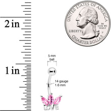 Load image into Gallery viewer, Pink Gem Crown of Love Belly Ring
