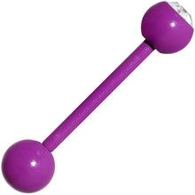 Load image into Gallery viewer, Clear Gem Purple Glow in the Dark Barbell Tongue Ring

